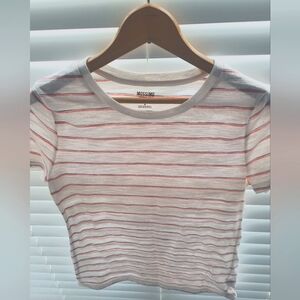 Mossimo retro vibe coral and blue stripes t-shirt top